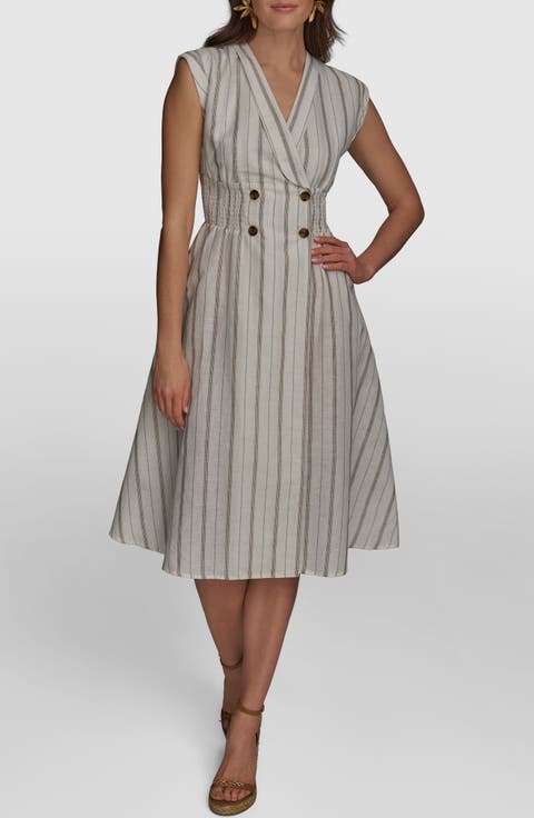 ◆Donna Karan ボタンフロントチェーントリムドレス Donna Karan New York Rhinestone Trim Dress | Nordstrom
