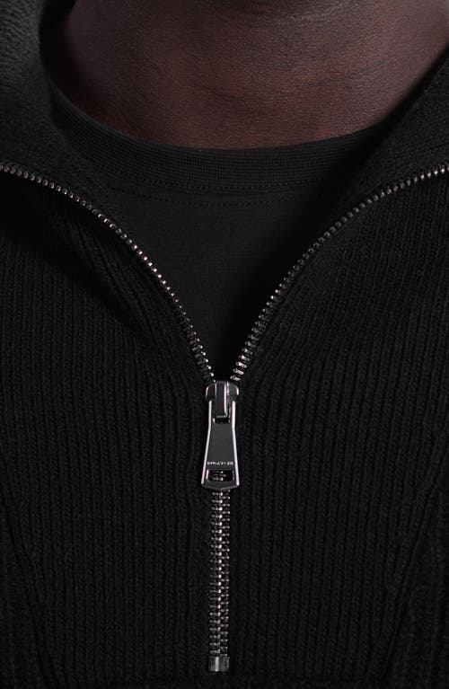 Bugatchi Merino Wool & Cotton Quarter Zip Pullover In Black