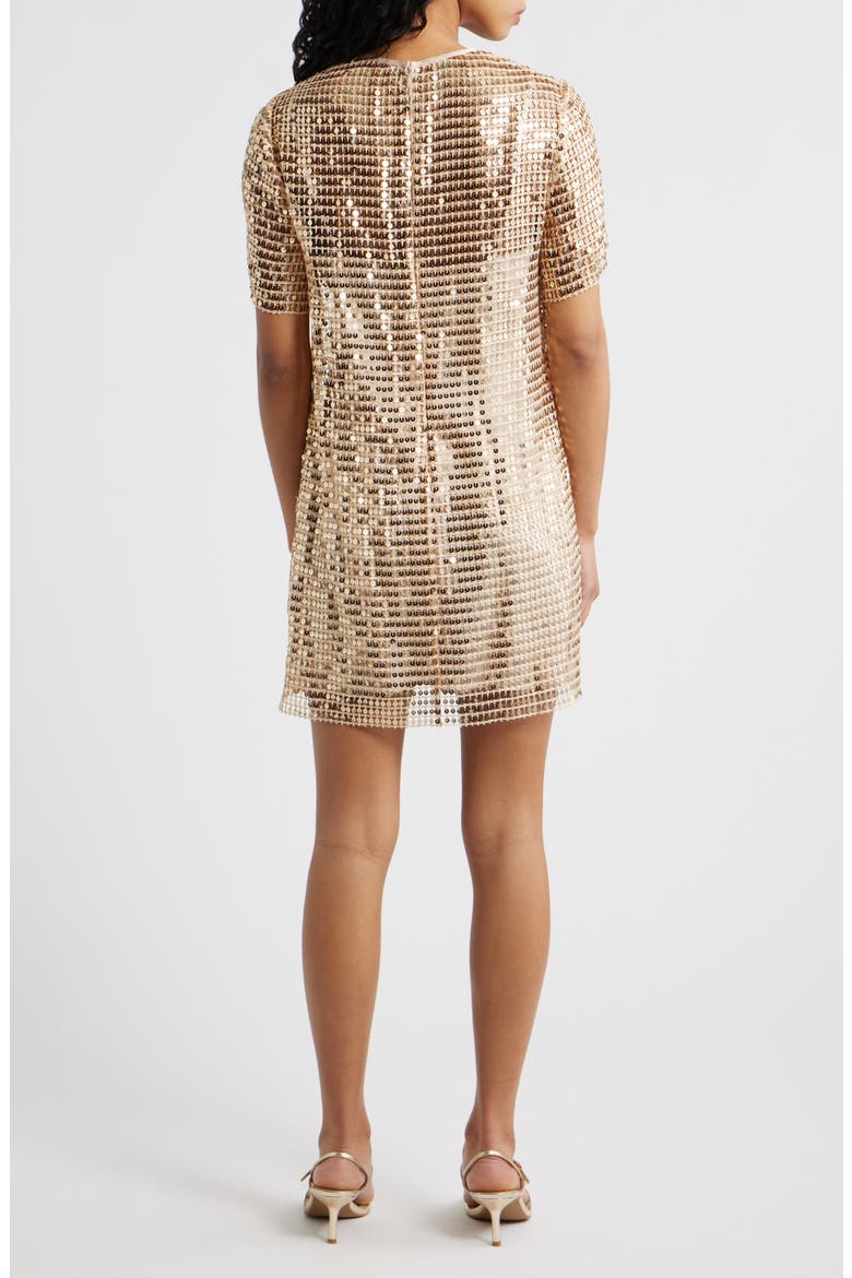 Stara Sequin Cocktail Shift Minidress, Alternate, color, GOLD