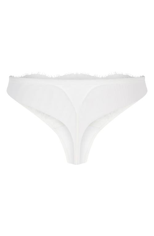 Hunkemoller Hunkemöller Tiah Eyelash Lace Trim Cross Front Thong In White