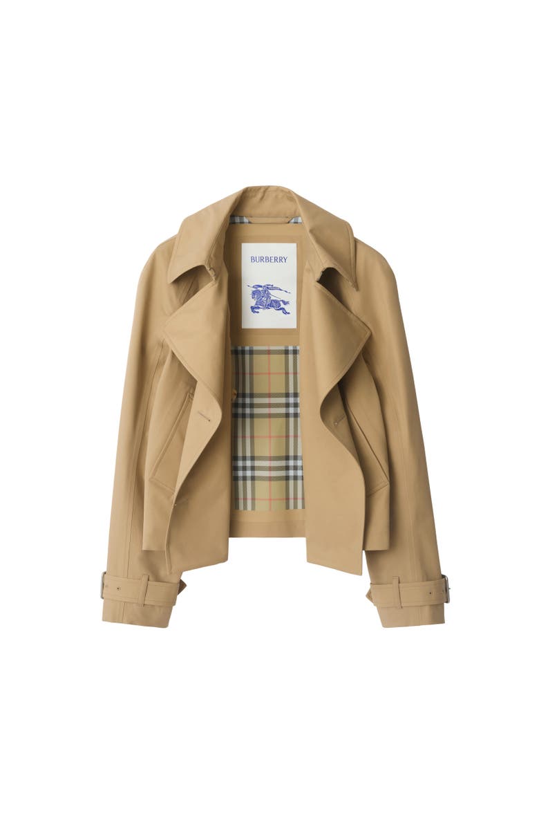 Burberry Cropped Cotton Trench Jacket, Alternate, color,