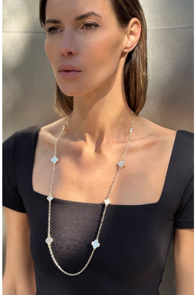 Set of 2 Assorted Clover Station Necklaces, Alternate, color, GOLD
