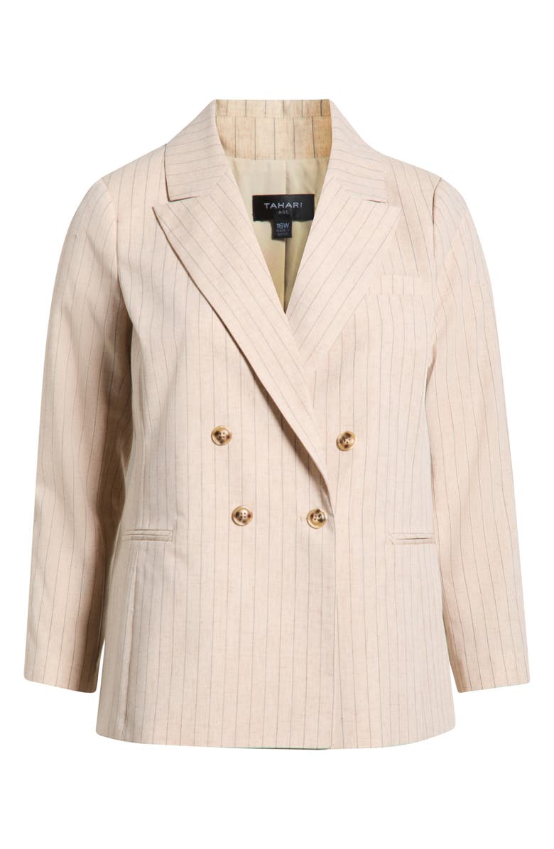 Tahari ASL Pinstripe Double Breasted Blazer, Alternate, color, Dune Espresso
