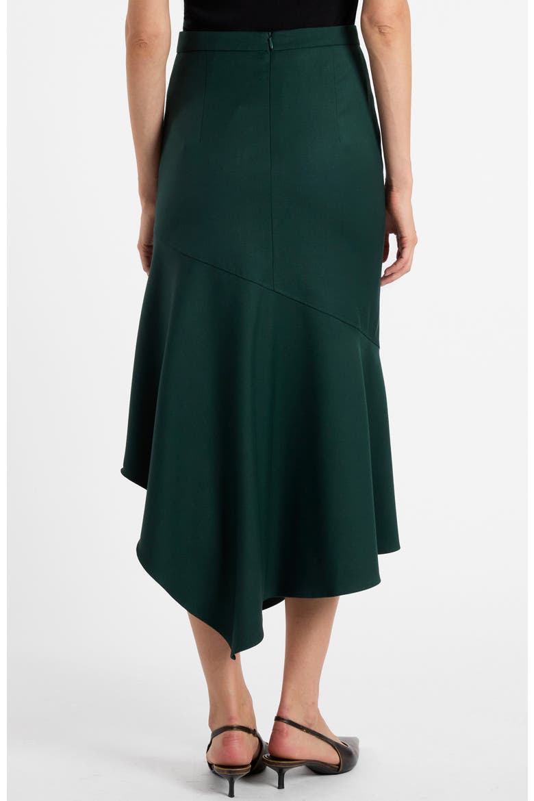 Bristol Asymmetric Midi Skirt in Soft Crepe, Alternate, color, Evergreen