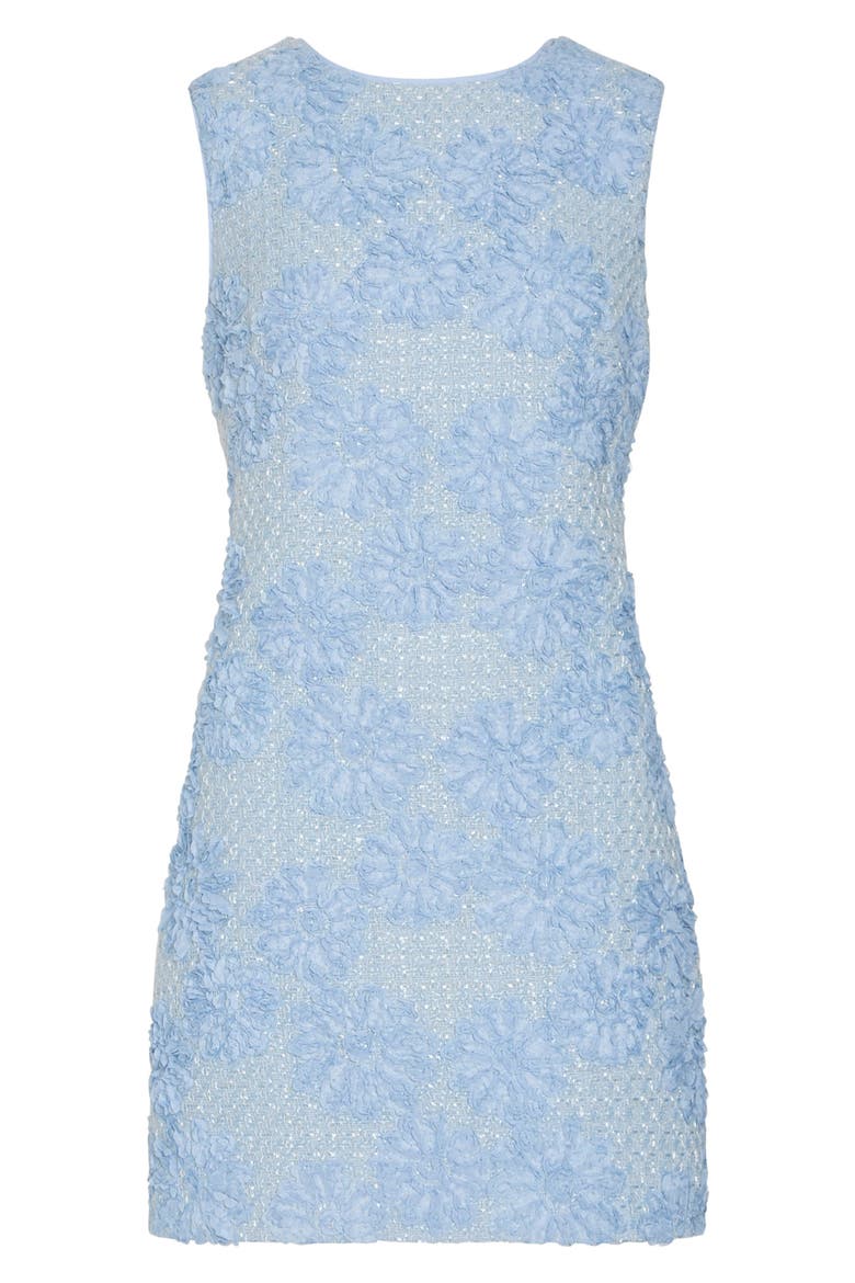 Ivette Tweed Floral Appliqué Shift Minidress, Alternate, color, LIGHT BLUE