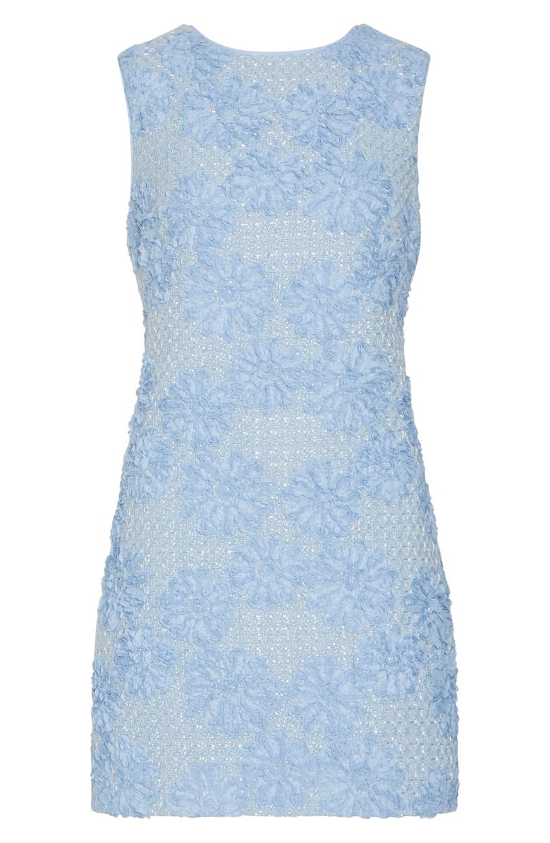 Milly Ivette Tweed Floral Appliqué Shift Minidress, Alternate, color, Light Blue