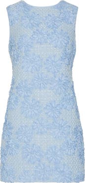 Milly Ivette Tweed Floral Appliqué Shift Minidress