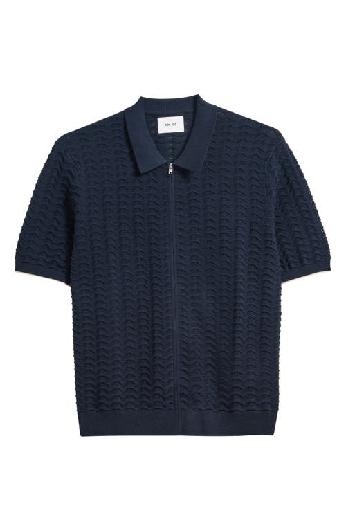 Nn07 Gustav 6636 Regular Fit Short Sleeve Zip Front Sweater In Blue