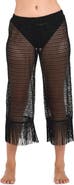 La Blanca Fringe Sheer Crop Cover-Up Pants