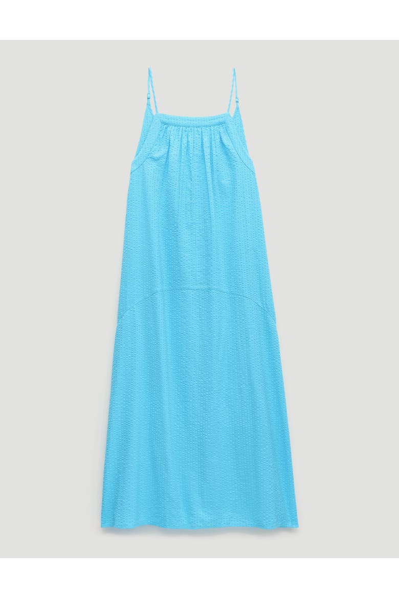 Strappy Seersucker Maxi Beach Dress, Alternate, color, Turquoise Blue