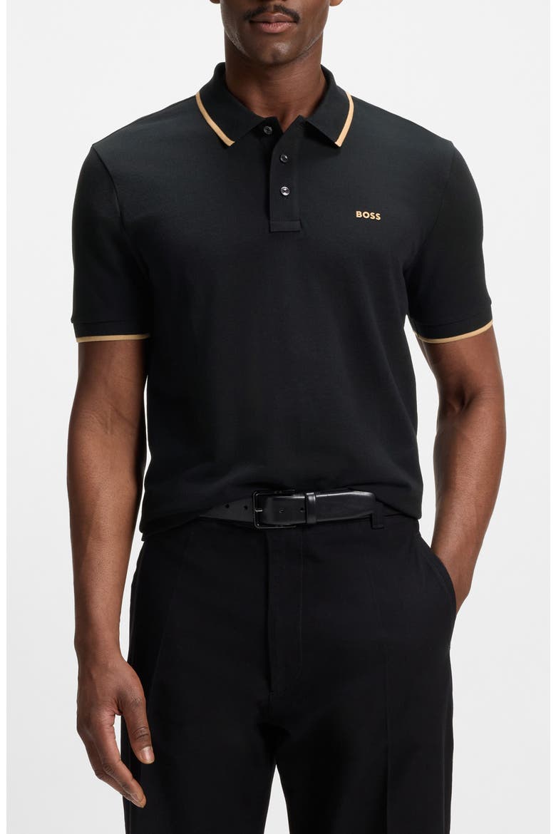Parlay Tipped Cotton Polo, Main, color, BLACK