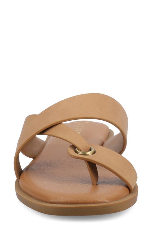 Shop Journee Collection Prizzie Flat Slide Sandal In Tan