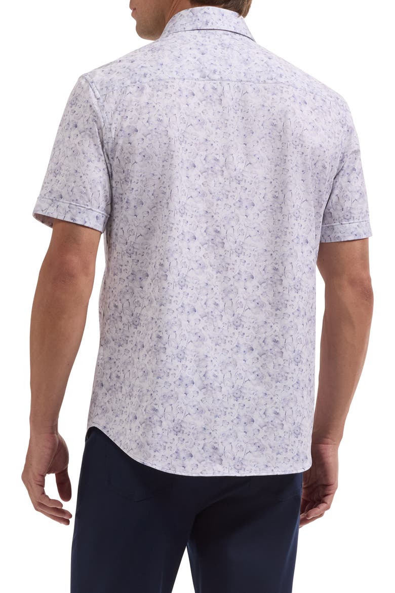 Miles OoohCotton® Print Short Sleeve Button-Up Shirt, Alternate, color, ORCHID