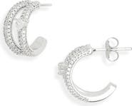 NORDSTROM RACK Cubic Zirconia Double Row Huggie Hoop Earrings