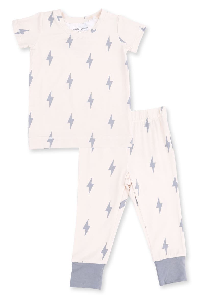 Kids' Lightning Bolt Fitted Two-Piece Pajamas, Main, color, BEIGE