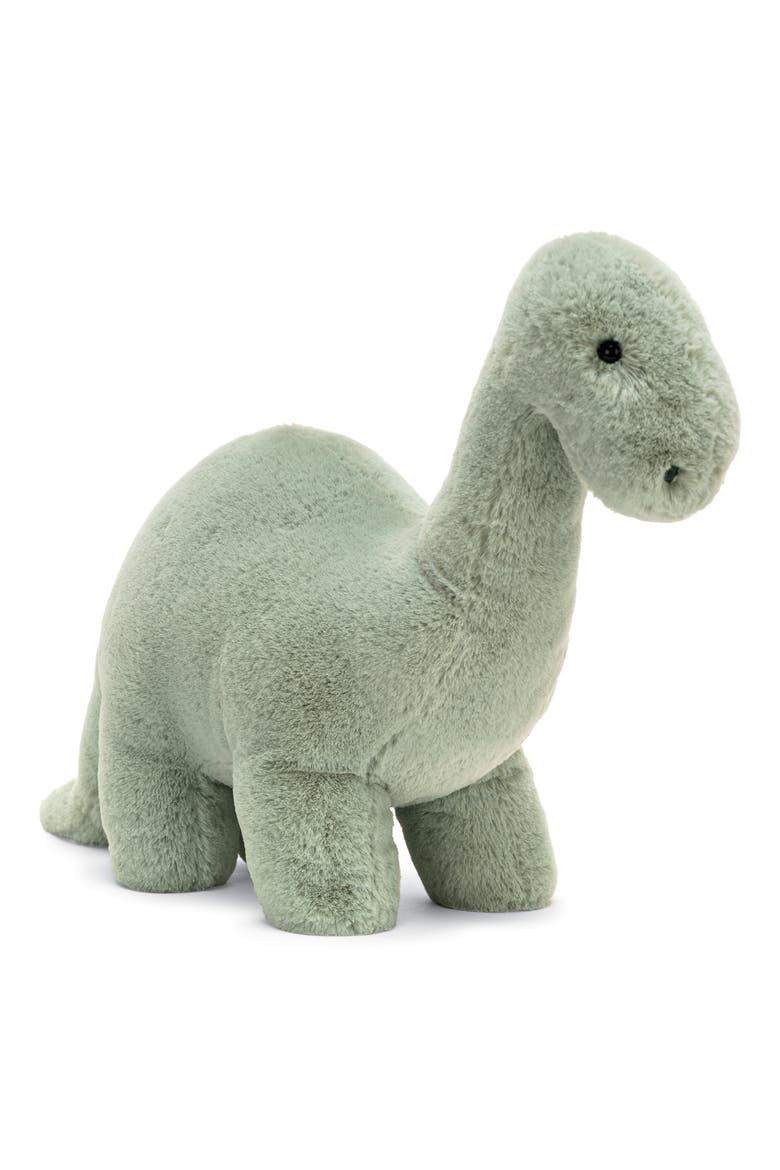 Fossilly Brontosaurus Stuffed Animal, Main, color, GREEN