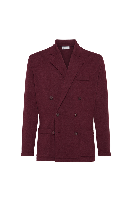 Brunello Cucinelli Double-breasted Knitted Blazer In Red