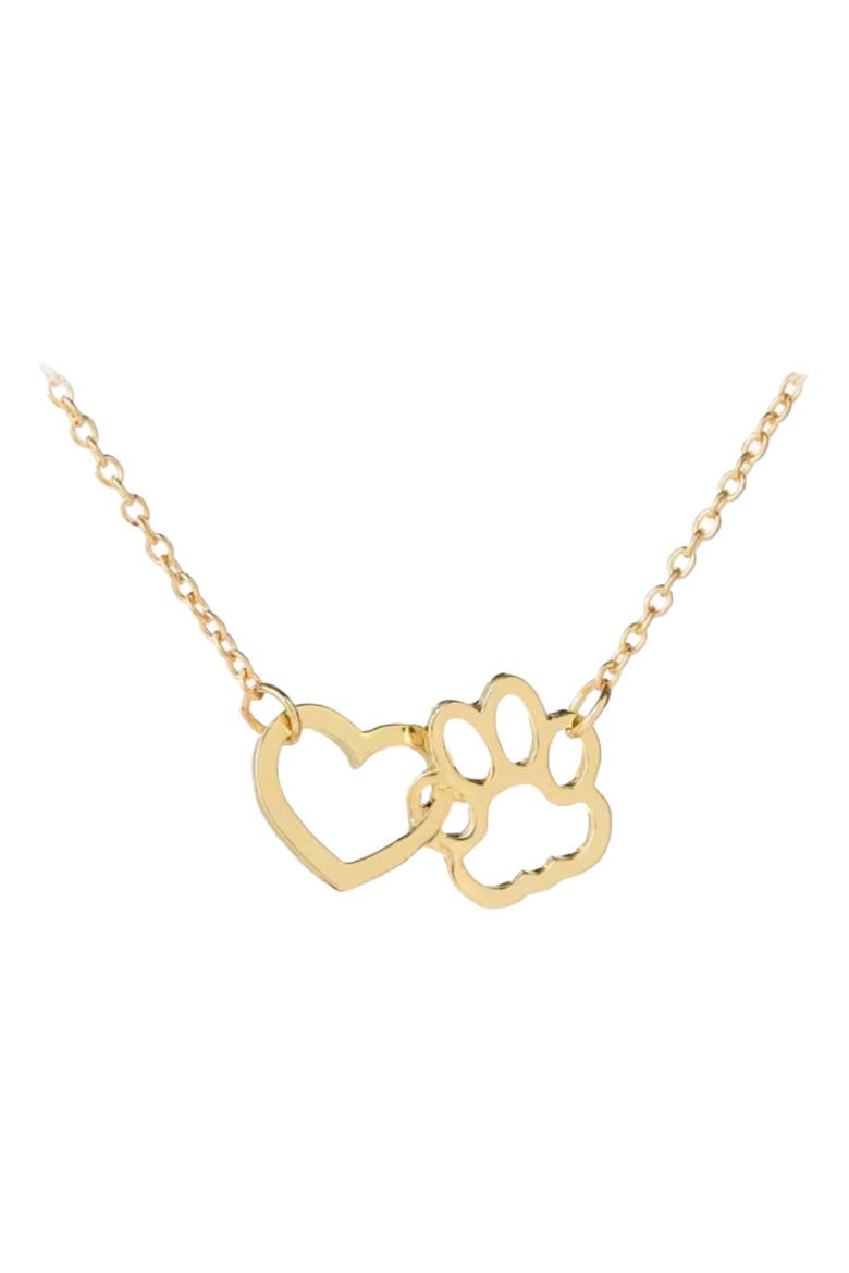 HeartPaws 18K Gold Plated Heart and Paw Necklace, Main, color, Gold