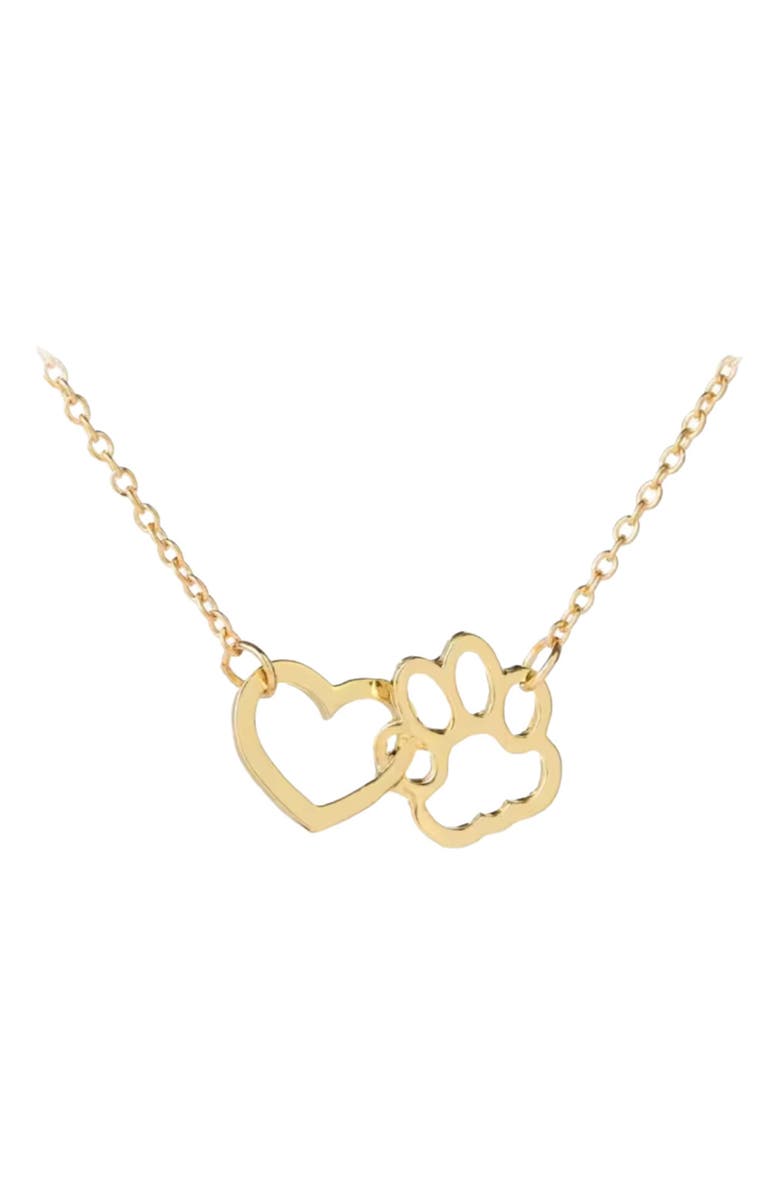 Hollywood Sensation HeartPaws 18K Gold Plated Heart and Paw Necklace, Main, color, Gold