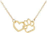 Hollywood Sensation HeartPaws 18K Gold Plated Heart and Paw Necklace