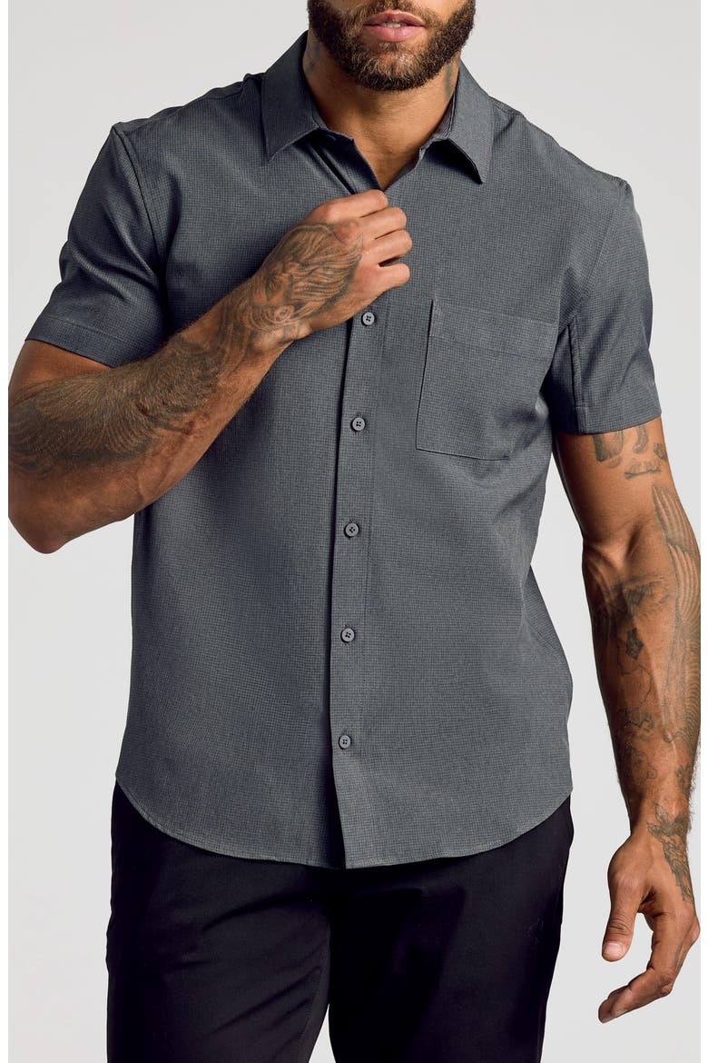 Short Sleeve Ripstop Commuter Shirt, Main, color, CHARCOAL GREY