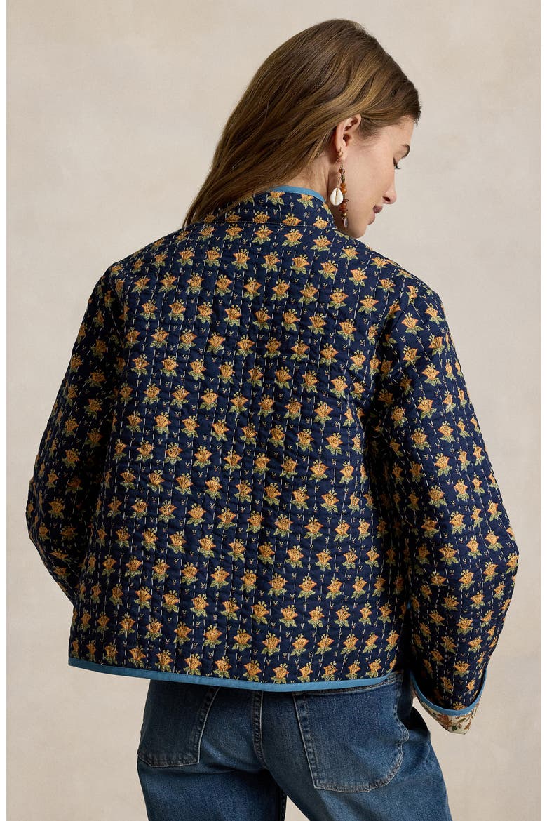 Reversible Quilted Floral Cotton Jacket, Alternate, color, NAVY MULTI