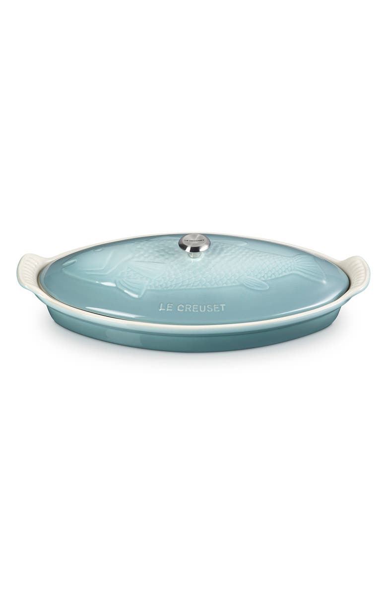 Le Creuset Heritage Covered Stoneware Fish Baker, Main, color, Sea Salt