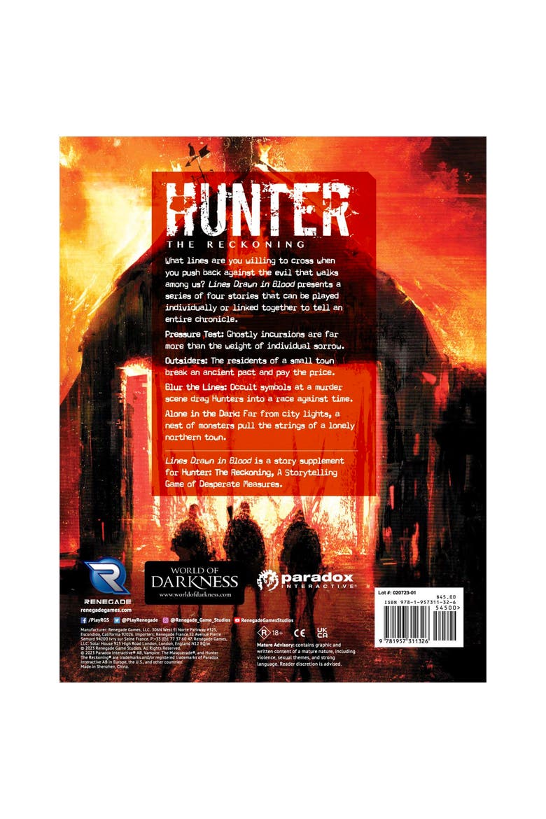 Hunter The Reckoning 5th Edition Roleplaying Game Chronicle Book, Alternate, color, Multicolored
