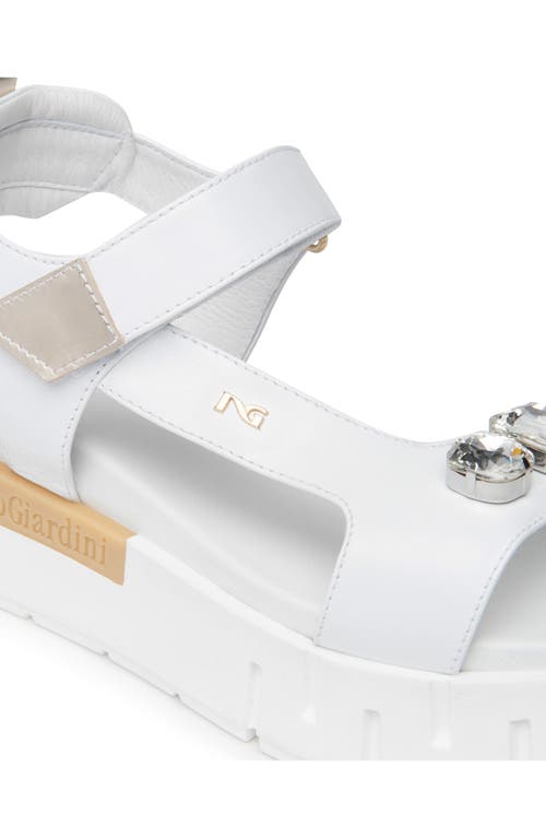 Nerogiardini Ankle Strap Platform Sandal In White