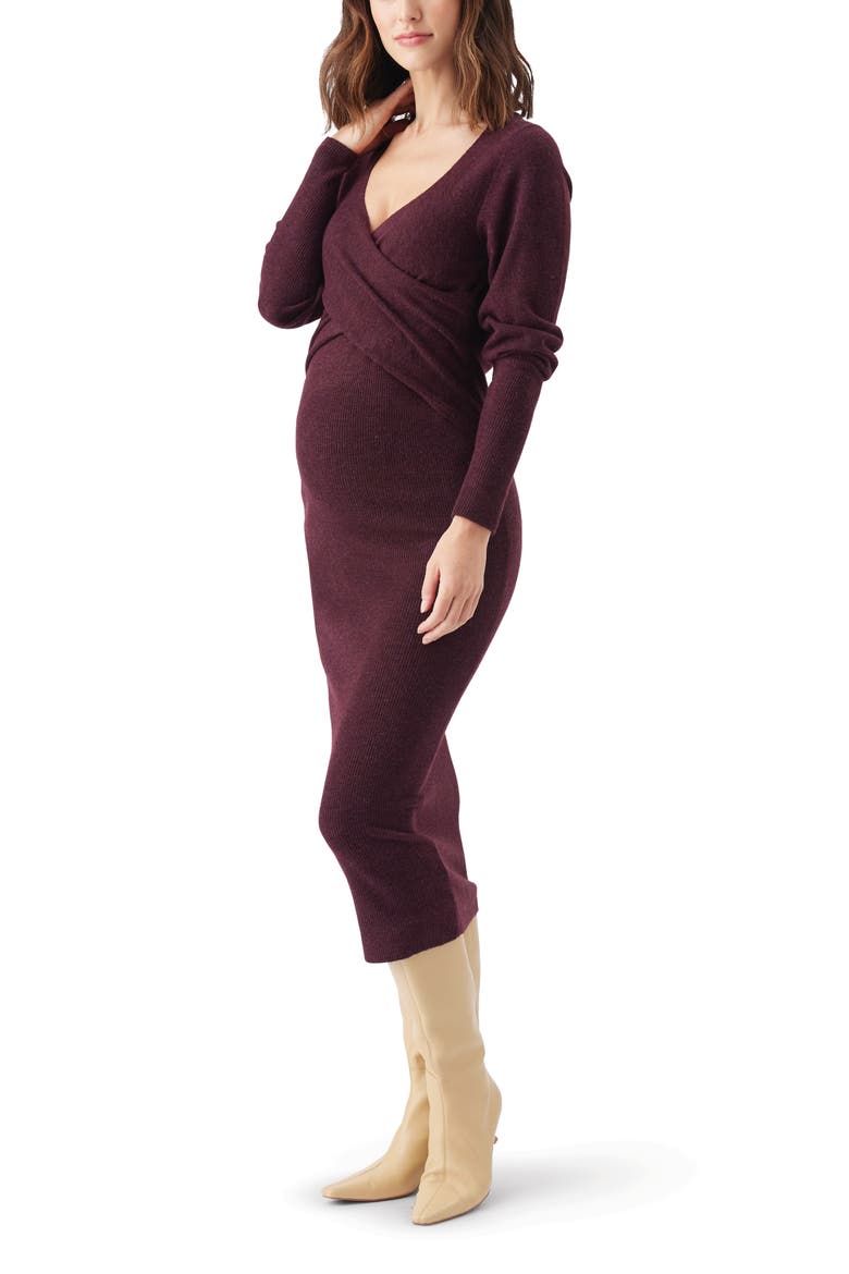 Heidi Nursing Knit Dress, Alternate, color, Burgundy