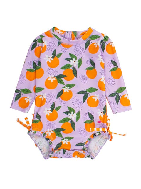 Baby Girls Orange You The Sweetest Long Sleeve UPF50+ One Piece Rash Guard