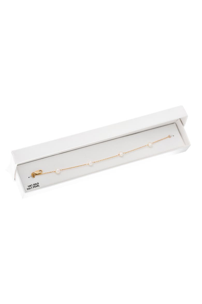 14k Gold & Cultured Pearl Bracelet, Alternate, color, GOLD