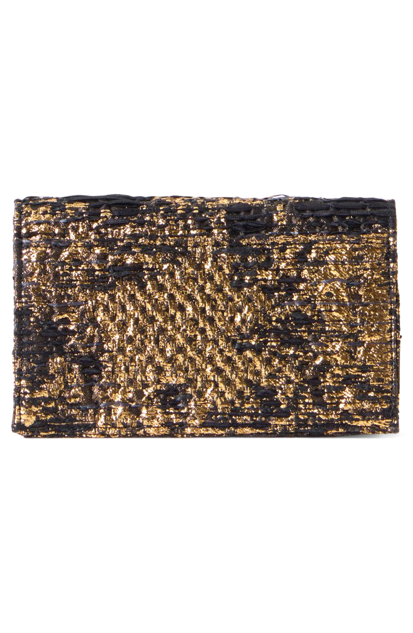 Anouk Woven Metallic Foil Envelope Clutch, Alternate, color, GOLD-BLACK