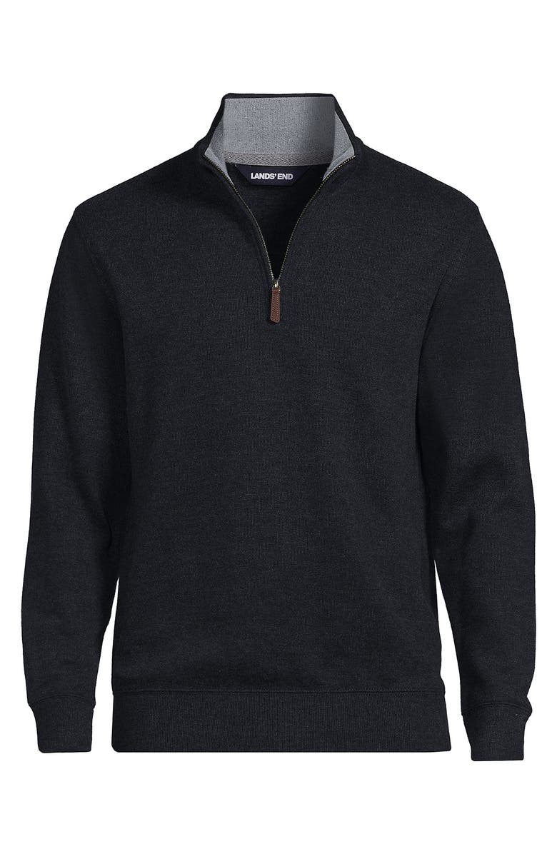 Lands' End Bedford Rib Quarter Zip Sweater, Alternate, color, Dark Charcoal Heather