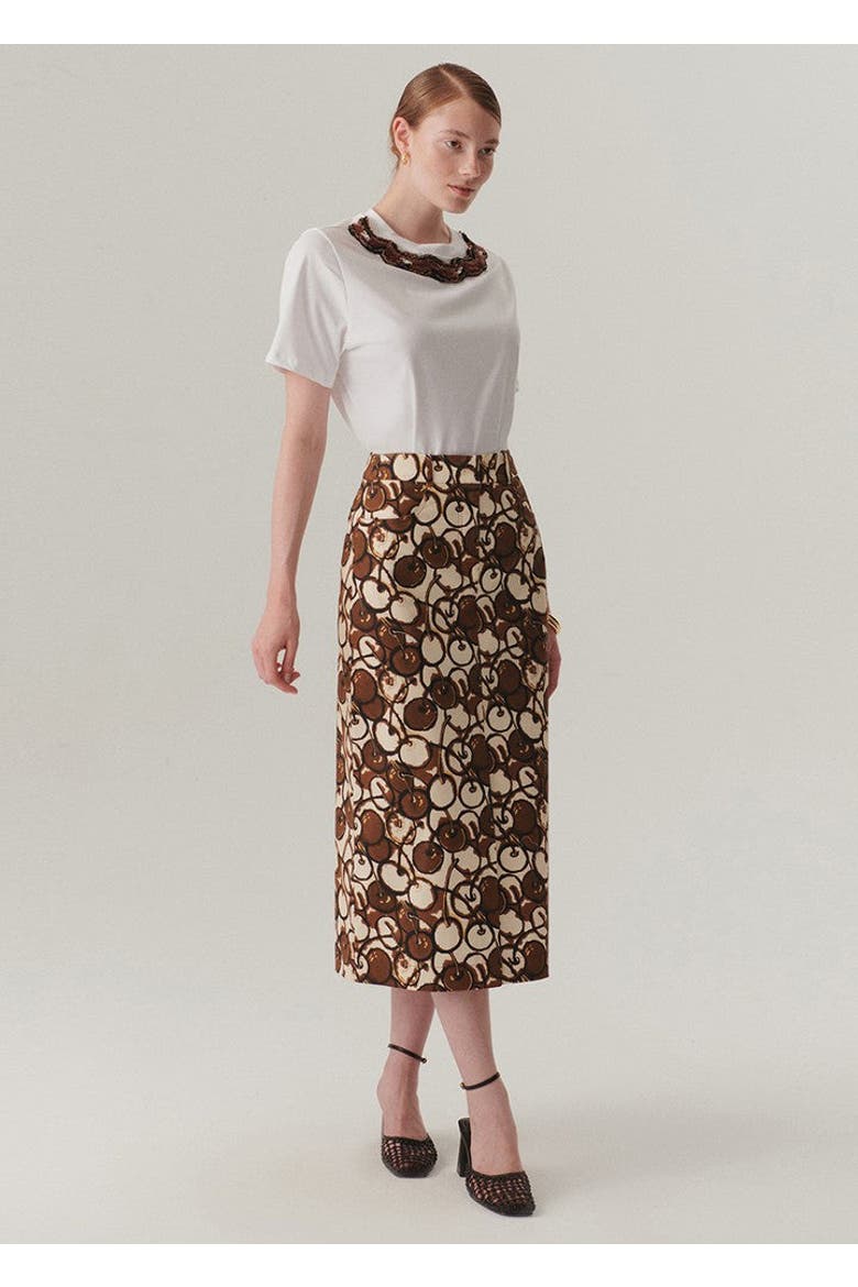 Rosalie Midi Skirt, Alternate, color, Brown