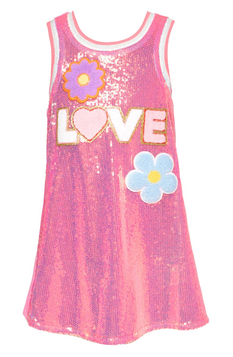 Hannah Banana Kids' A-Line Sequin Dress, Main, color, Pink