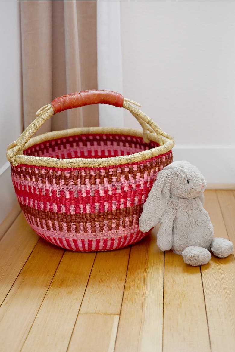 Patterned Bolga Basket, Alternate, color, Primrose