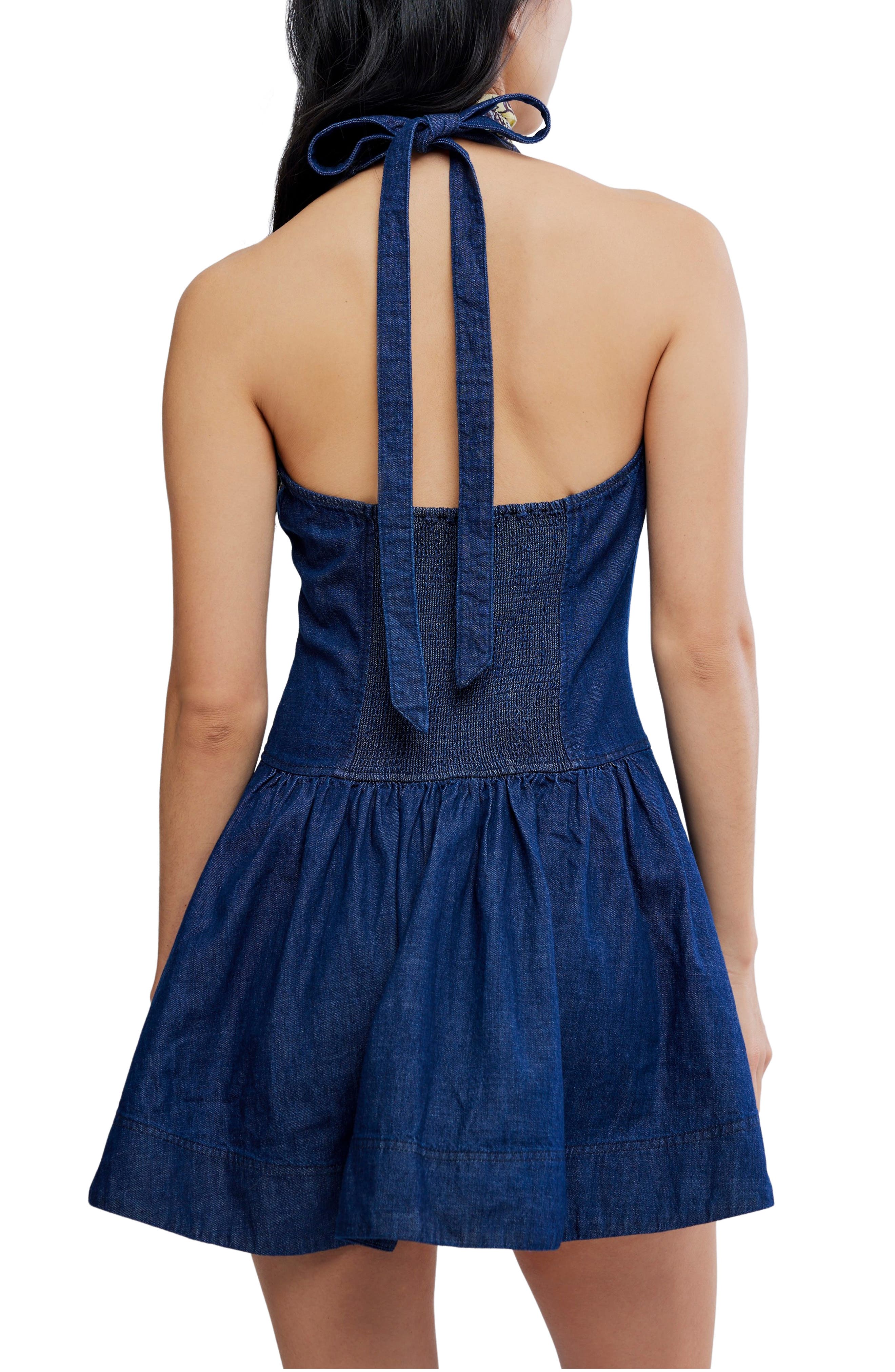 Clean Break Denim Halter Minidress - image 2
