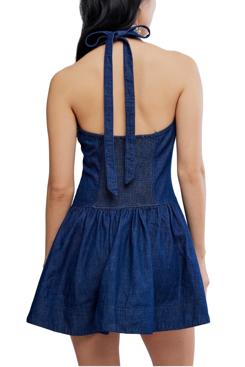Clean Break Denim Halter Minidress, Alternate, color, NIGHT WASH