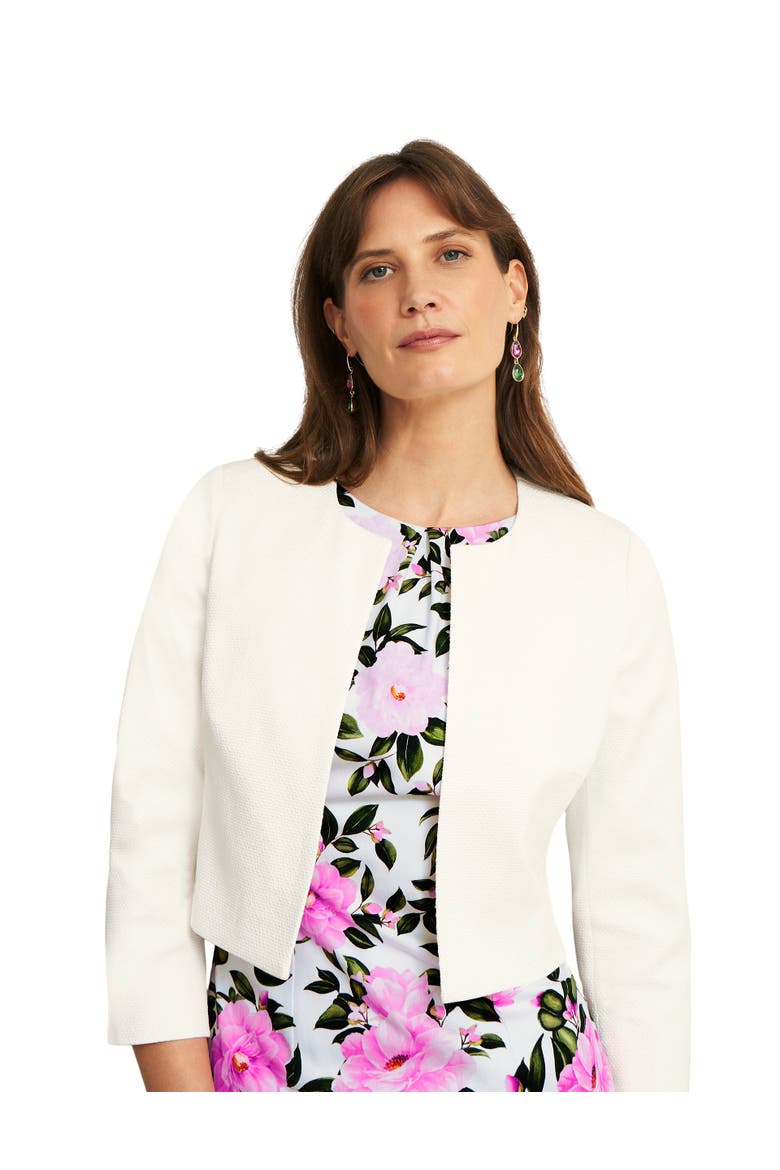 Elize Cropped 3/4 Sleeve Occasion Jacket, Main, color, Ivory
