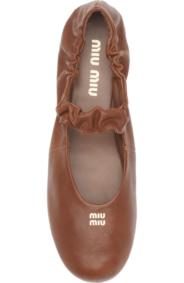 Miu Miu Ruched Ballerina Flat, Alternate, color, Rovere