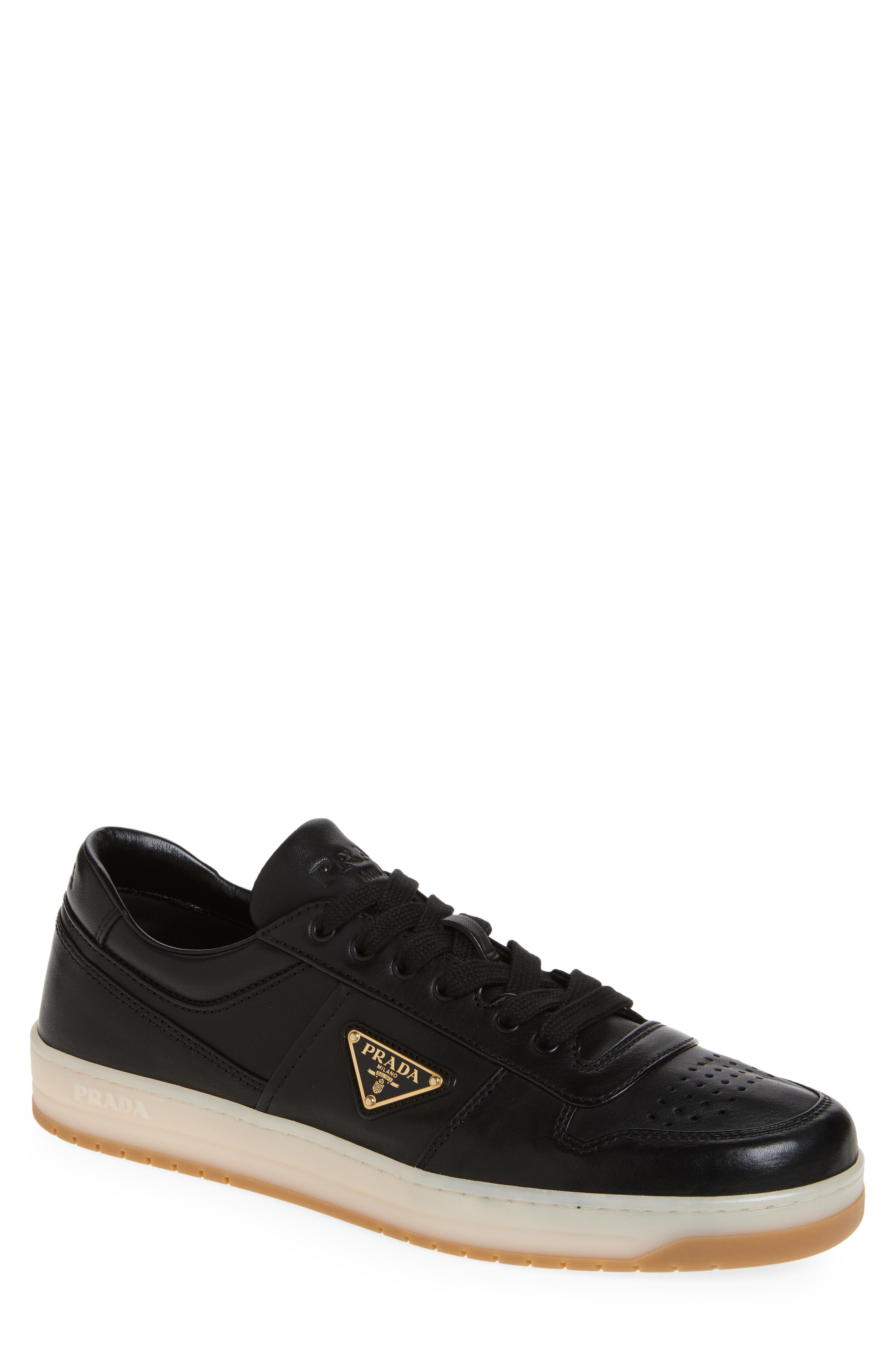 Prada Downtown Low Top Sneaker, Main, color, Nero