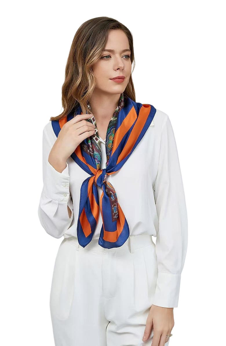 SILKSILKY Pure Silk Bohemian Square Scarf, Alternate, color, Multi