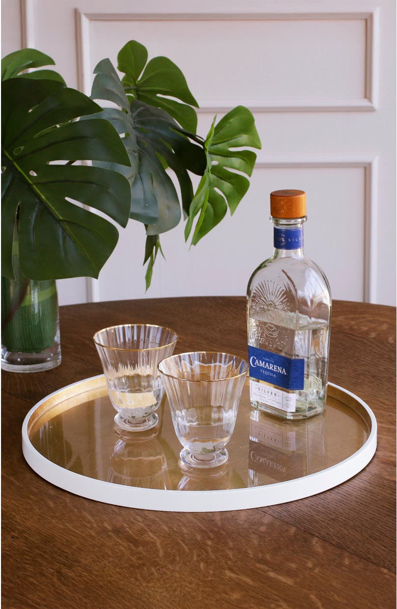 BEATRIZ BALL Collection Indochine Round Lacquered Tray, Alternate, color, White And Gold