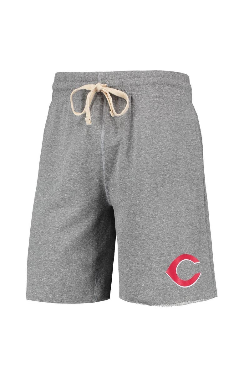 CONCEPTS SPORT Men's Concepts Sport Gray Cincinnati Reds Mainstream Terry Tri-Blend Shorts, Alternate, color,