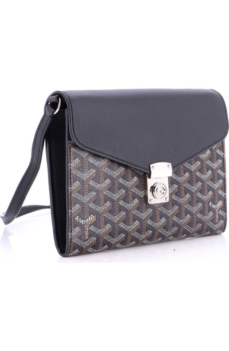 Pre-Owned Goyard Chypre Wallet on Strap Coated Canvas with Leather, Alternate, color, Black
