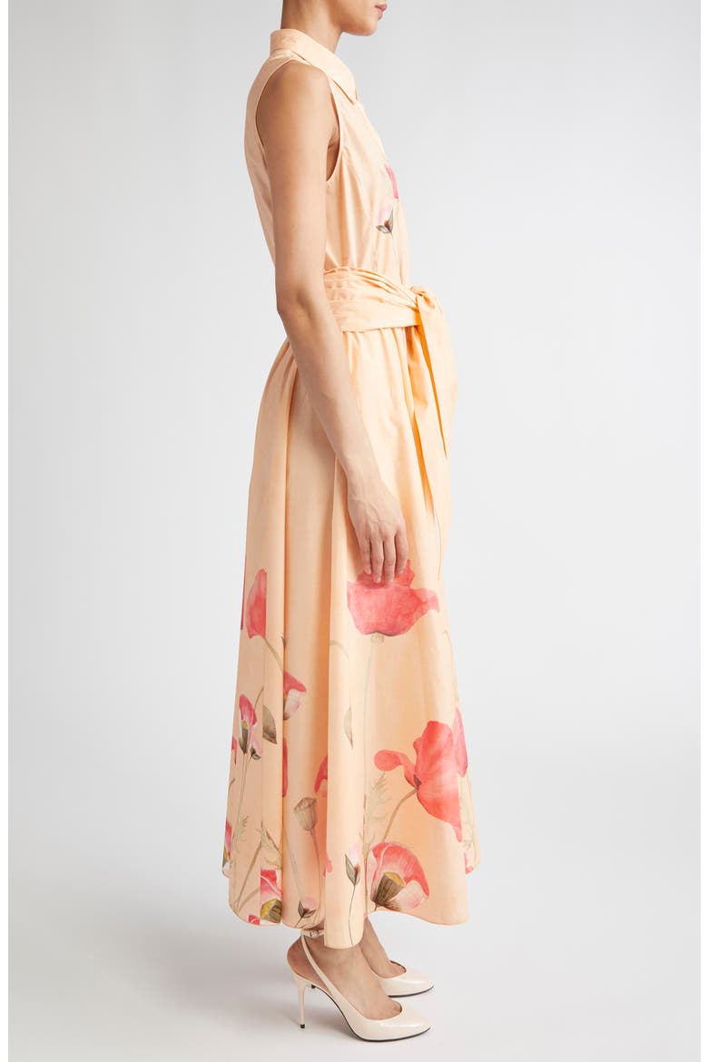 Poppy Print Tie Waist Cotton Poplin Shirtdress (Nordstrom Exclusive), Alternate, color, POPPIES POPELINE PRINT