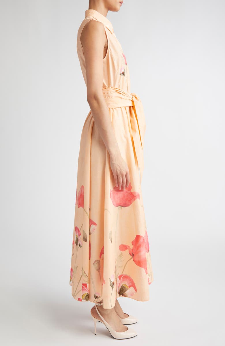Giambattista Valli Poppy Print Tie Waist Cotton Poplin Shirtdress, Alternate, color, Poppies Popeline Print