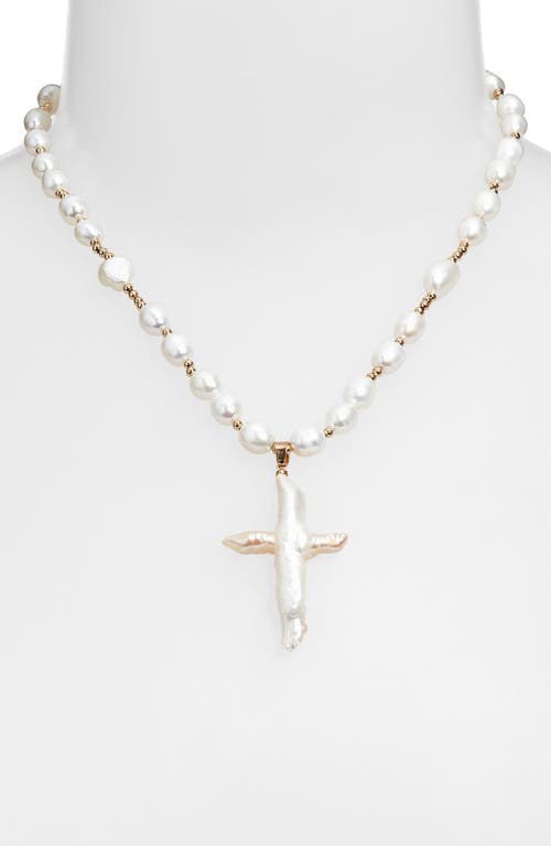 Child Of Wild Tahiti Pearl Cross Necklace In Gold