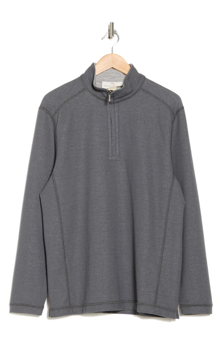 Tommy Bahama Switch It Up Reversible Quarter Zip Sweatshirt, Alternate, color, Coal